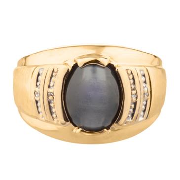 Forever Diamonds "Cats Eye" Ring with Accent Diamonds in 10kt Gold