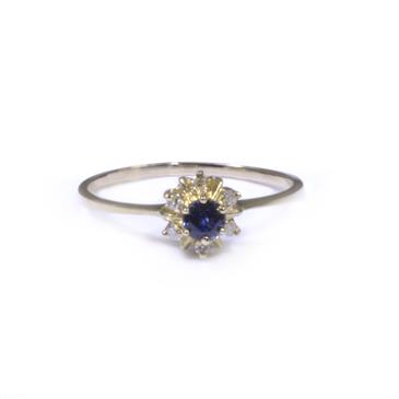 Forever Diamonds Blue Sapphire Accent Diamond Ring in 14kt Gold