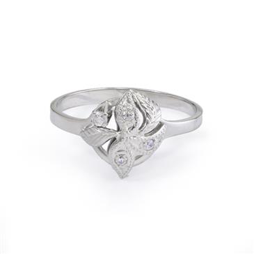 Forever Diamonds Antique Diamond Leaf Ring in 14kt White Gold