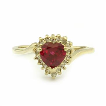 Forever Diamonds Heart Shape Ruby Diamond Ring in 14kt Gold