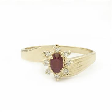 Forever Diamonds Diamond Halo Ruby Ring in 14kt Gold