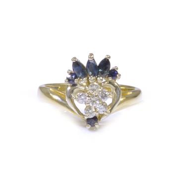 Forever Diamonds Diamond Sapphire Cluster Ring in 14kt Gold