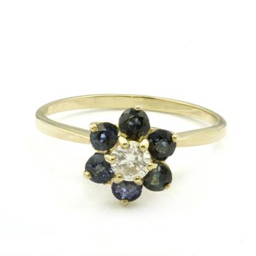 Forever Diamonds Sapphire and Diamond Flower Ring in 14kt Gold