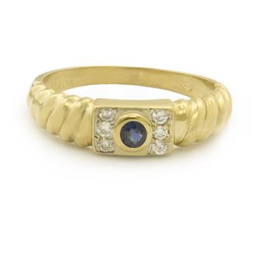Forever Diamonds Diamond Sapphire Braided Ring in 14kt Gold