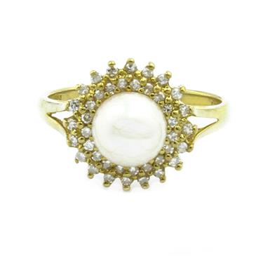 Forever Diamonds Pearl in a Diamond Halo Ring in 14kt Gold Forever Diamonds Pearl in a Diamond Halo Ring in 14kt Gold