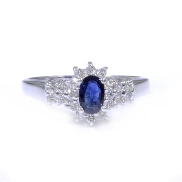 Forever Diamonds Sapphire Diamond Ring in 14kt White Gold