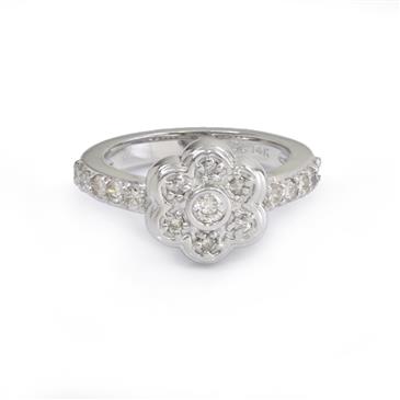 Forever Diamonds Diamond Flower Ring in 14kt White Gold