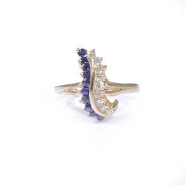 Forever Diamonds Diamond Sapphire Feather Ring in 14kt Gold