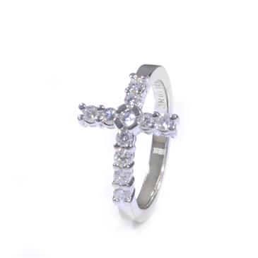 Forever Diamonds Diamond Sideways Cross Ring in 14kt White Gold