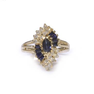 Forever Diamonds Diamond Sapphire Blossom Ring in 14kt Gold