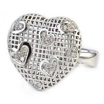 Forever Diamonds Diamond Puffy Heart Ring in 14kt White Gold