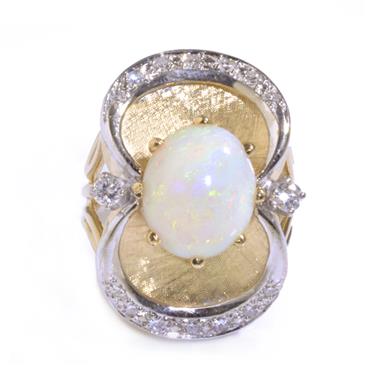Forever Diamonds Fancy Opal Diamond Ring in 14kt Two-Tone Gold
