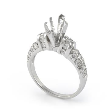 Forever Diamonds 0.95ct TDW. Pear Shape Diamond Center Stone 18kt White Gold Engagement Ring Setting