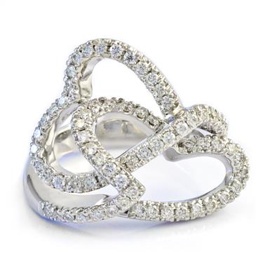 Forever Diamonds Twisted Hearts Diamond Ring in 14kt White Gold