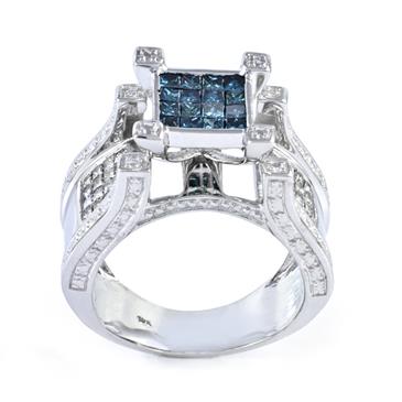 Forever Diamonds Enhanced Blue and White Diamond Engagement Ring in 10kt White Gold