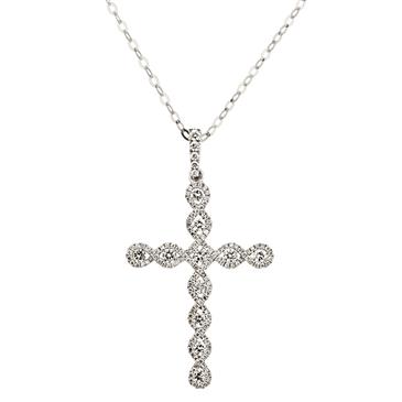 Forever Diamonds  Braided Diamond Cross in 14kt White Gold