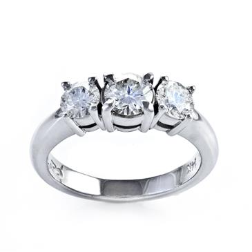 Forever Diamonds Three Stone Diamond Engagement Ring in 14kt White Gold