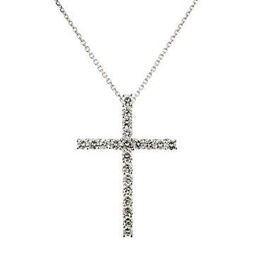 Forever Diamonds Round Diamond Cross in 14kt White Gold