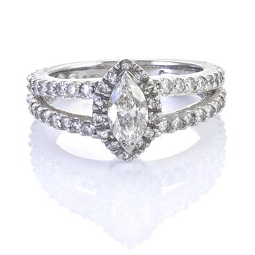 Forever Diamonds  Marquise Center Stone Diamond Engagement Ring in 14kt White Gold