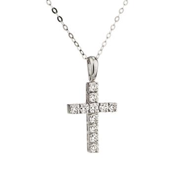 Forever Diamonds Round Diamond Cross in 14kt White Gold