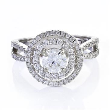 Forever Diamonds 1.51CT TDW. Halo Style Diamond Engagement Ring in 18kt White Gold