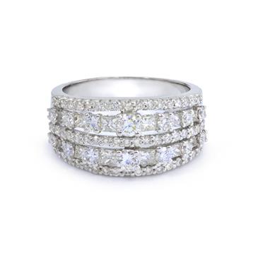 Forever Diamonds 1.63ct TDW. Diamond Rows Band in 18kt White Gold