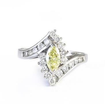 Forever Diamonds Canary Center Diamond Engagement Ring in 14kt White Gold 