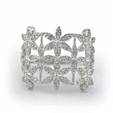 Forever Diamonds Vintage Diamond Flower Ring in 10kt White Gold