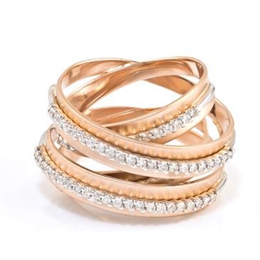 Forever Diamonds Diamond Crossover Layered Ring in 14kt Rose Gold