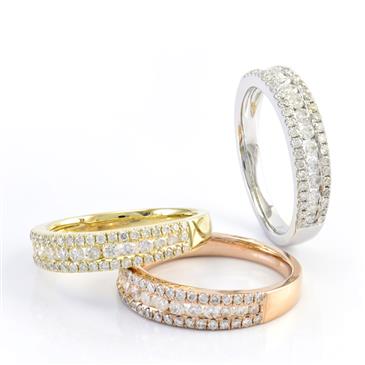 Forever Diamonds Three Stackable Diamond Bands in 14kt Tri- Color Gold