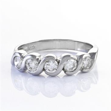 Forever Diamonds 0.80CT TDW. Five Stone Diamond Anniversary Band in 14kt White Gold