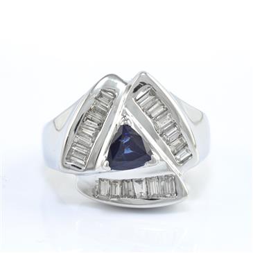 Forever Diamonds Diamond and Sapphire Ring in 14kt White Gold