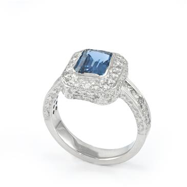 generic Diamond Blue Topaz Ring in 14kt White Gold