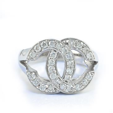 Inspired By chanel Diamond Ring In 14kt White Gold