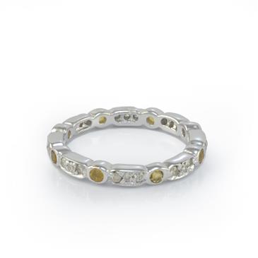 Forever Diamonds Diamond Citrine Wedding Band in 14kt White Gold