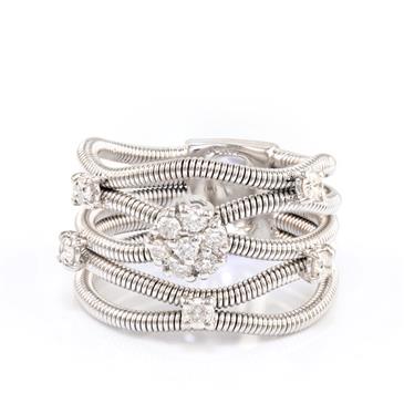 Forever Diamonds Corded Diamond Cluster Ring in 14kt White Gold