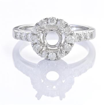 Forever Diamonds Round Halo Style Diamond Engagement Setting in 14kt White Gold 