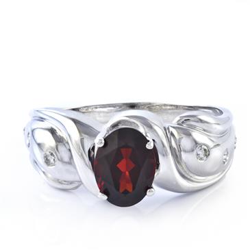 Forever Diamonds Garnet and Diamond Ring 14kt White Gold