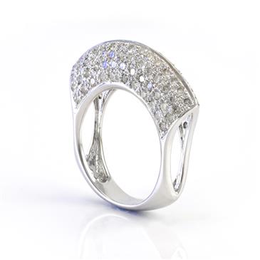 Forever Diamonds Diamond Knife-Edge Cocktail Ring in 18kt White Gold