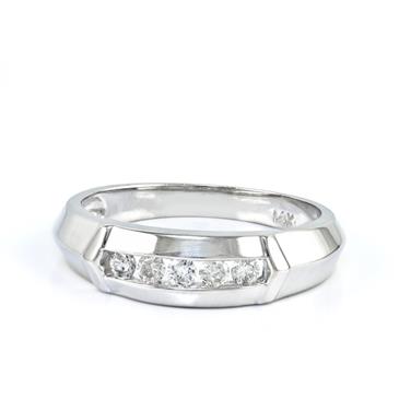 Forever Diamonds Men's Diamond Wedding Band in 14kt White Gold