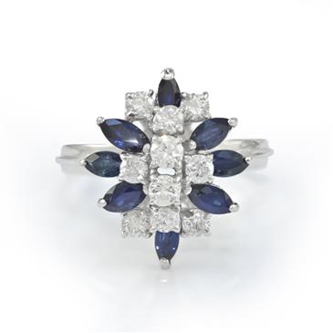 Forever Diamonds Diamond Sapphire Blossom Ring in 14kt White Gold