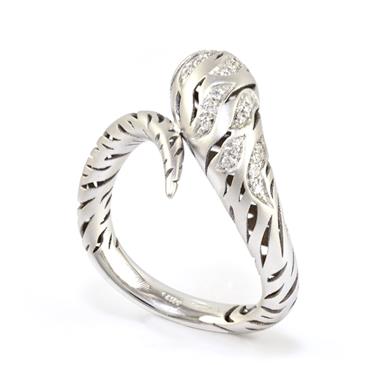 Forever Diamonds Diamond Zebra Stripe Ring in 14kt White Gold