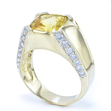 Forever Diamonds Diamond and Natural Yellow Sapphire Ring in 18kt Yellow Gold 