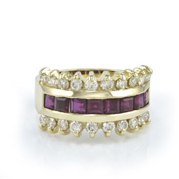 generic 14kt Yellow Gold Diamond Ruby Ring