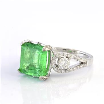 Forever Diamonds Natural Emerald Diamond Ring in 18kt White Gold