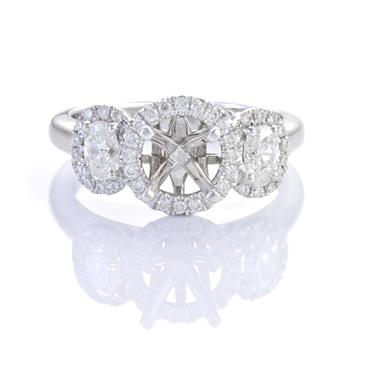 Forever Diamonds Halo Style Diamond Engagement Ring Setting in 18kt White Gold Forever Diamonds Halo Style Diamond Engagement Ring Setting in 18kt White Gold