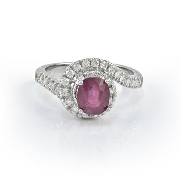 generic Diamond Ruby Ring in 18kt White Gold