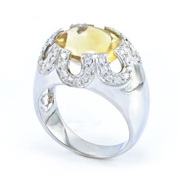 Forever Diamonds 18kt White Gold Diamonds and Yellow Topaz Ring