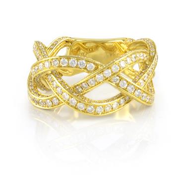 Forever Diamonds Twisted Diamond Strands Ring in 18kt Gold
