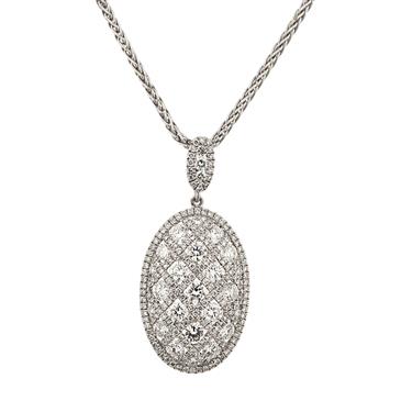 Forever Diamonds Fancy Diamond Oval Pendant in 18kt White Gold